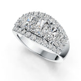 Platinum Semi Mount Ring Setting Emerald OCT 7X5mm OCT 6X4mm OCT 5X3mm Diamond Accent DHJ