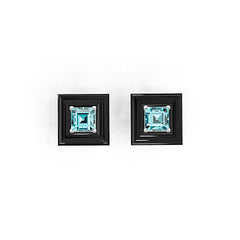 18K Gold Semi Mount Earrings Setting Cabochon 11X11mm Princess SQ 5x5mm DHJ