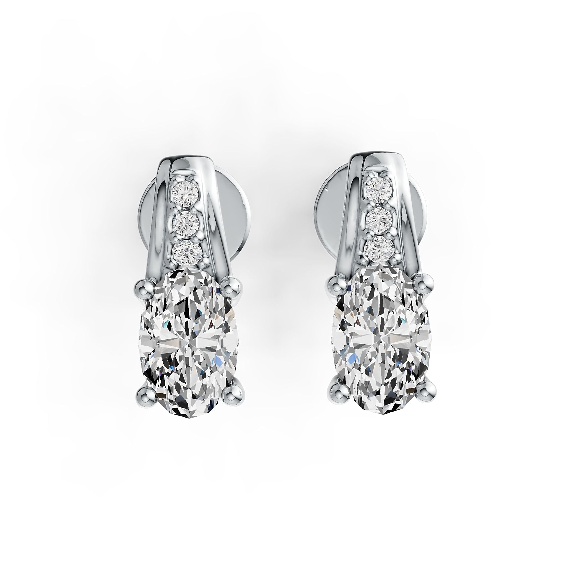 Sterling Silver Semi Mount Earrings Setting Oval OV 6x4mm with White Topaz Syzjewelry