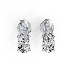 Sterling Silver Semi Mount Earrings Setting Oval OV 6x4mm with White Topaz Syzjewelry