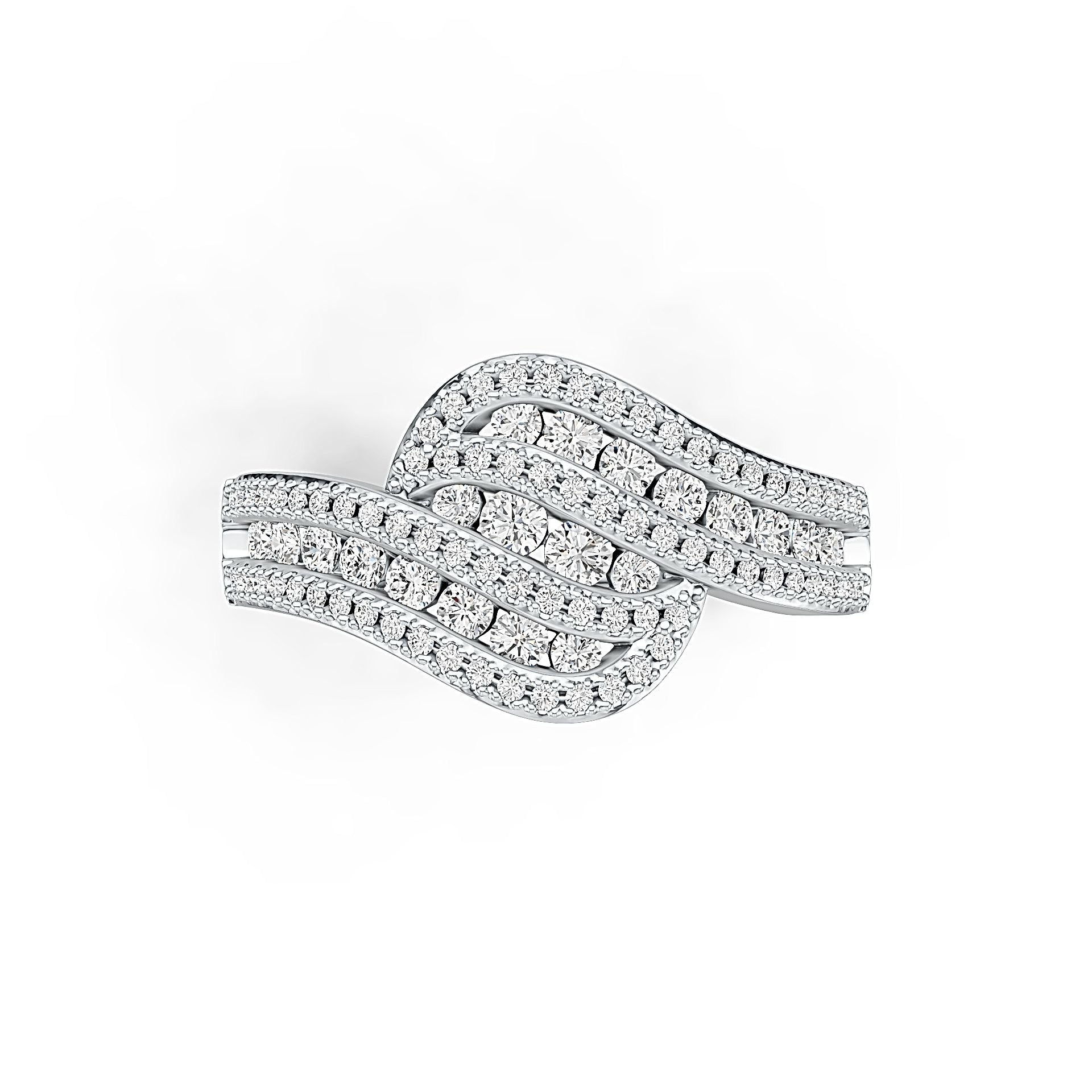 Sterling Silver Milti-Row Wave Ring with White Topaz or Moissanite DHJ