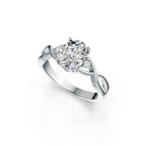 Platinum Semi Mount Ring Setting Oval OV 9X7mm Twist Shank Diamond Accent DHJ