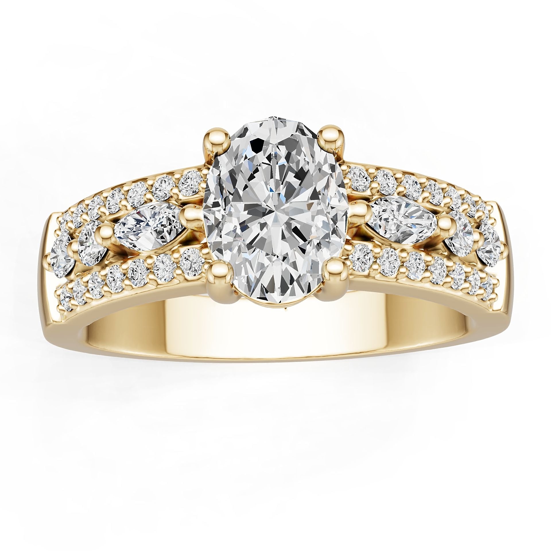 18K Gold Semi Mount Ring Setting Oval Ov 8x6mm Diamond Accent Syz Jewelry