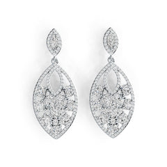 Platinum Semi Mount Earrings Setting Marquise MQ 6X3mm OV 4X3mm Diamond Accent DHJ