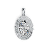 18K Gold Semi Mount Pendant Setting Oval OV 14X10mm Triple Halo Diamond Accent DHJ