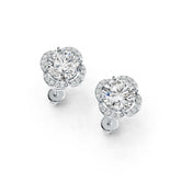 Platinum Semi Mount Earrings Setting Round RD 8x8mm Diamond Accent DHJ