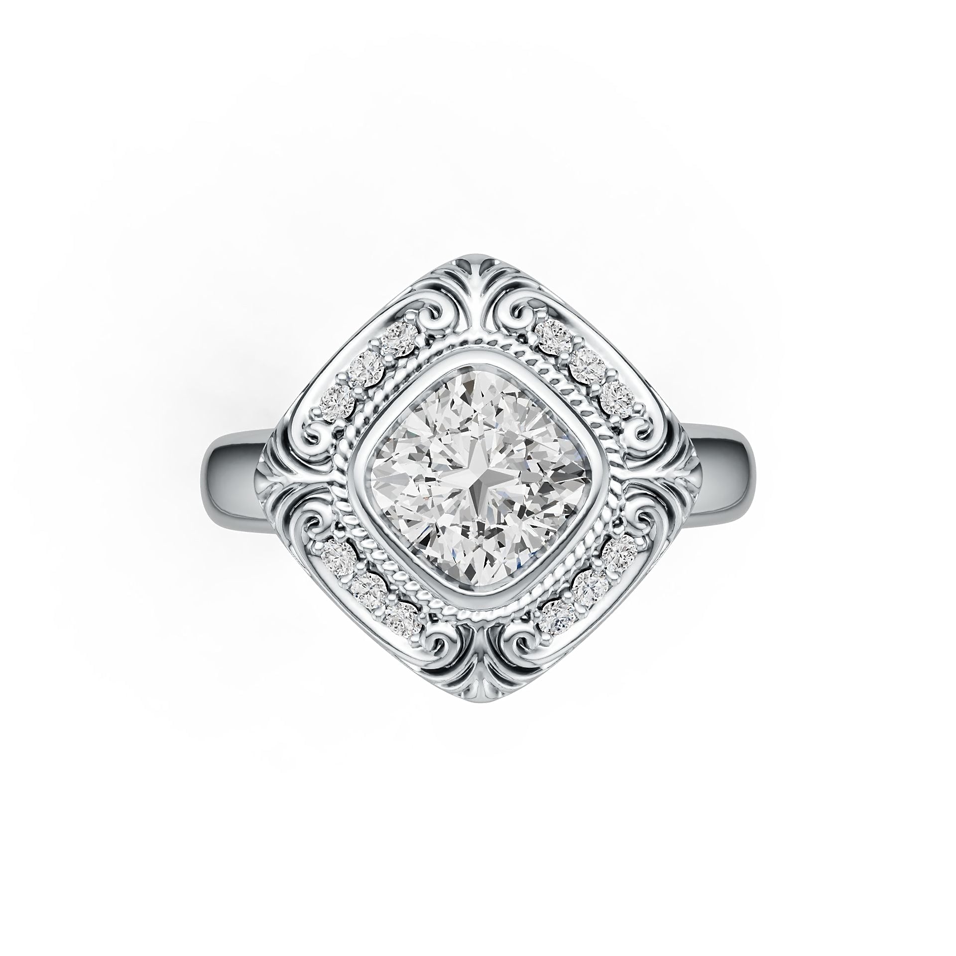 Sterling Silver Semi Mount Ring Setting Cushion CU 7X7mm DHJ