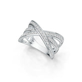 14K Gold Crossover Ring with White Topaz or Moissanite Diamond Accent DHJ