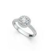 10K Gold Semi Mount Ring Setting Round RD 7X7mm Halo Moissanite Accent DHJ