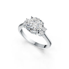 10K Gold Semi Mount Ring Setting Round RD 10x10mm Moissanite Accent DHJ