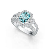 18K Gold Semi Mount Ring Setting Cushion CU 8X6mm Diamond Accent DHJ