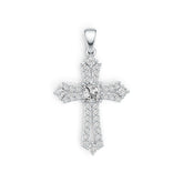 Platinum Semi Mount Pendant Setting Emerald OCT 5X5mm Cross Theme Diamond Accent DHJ