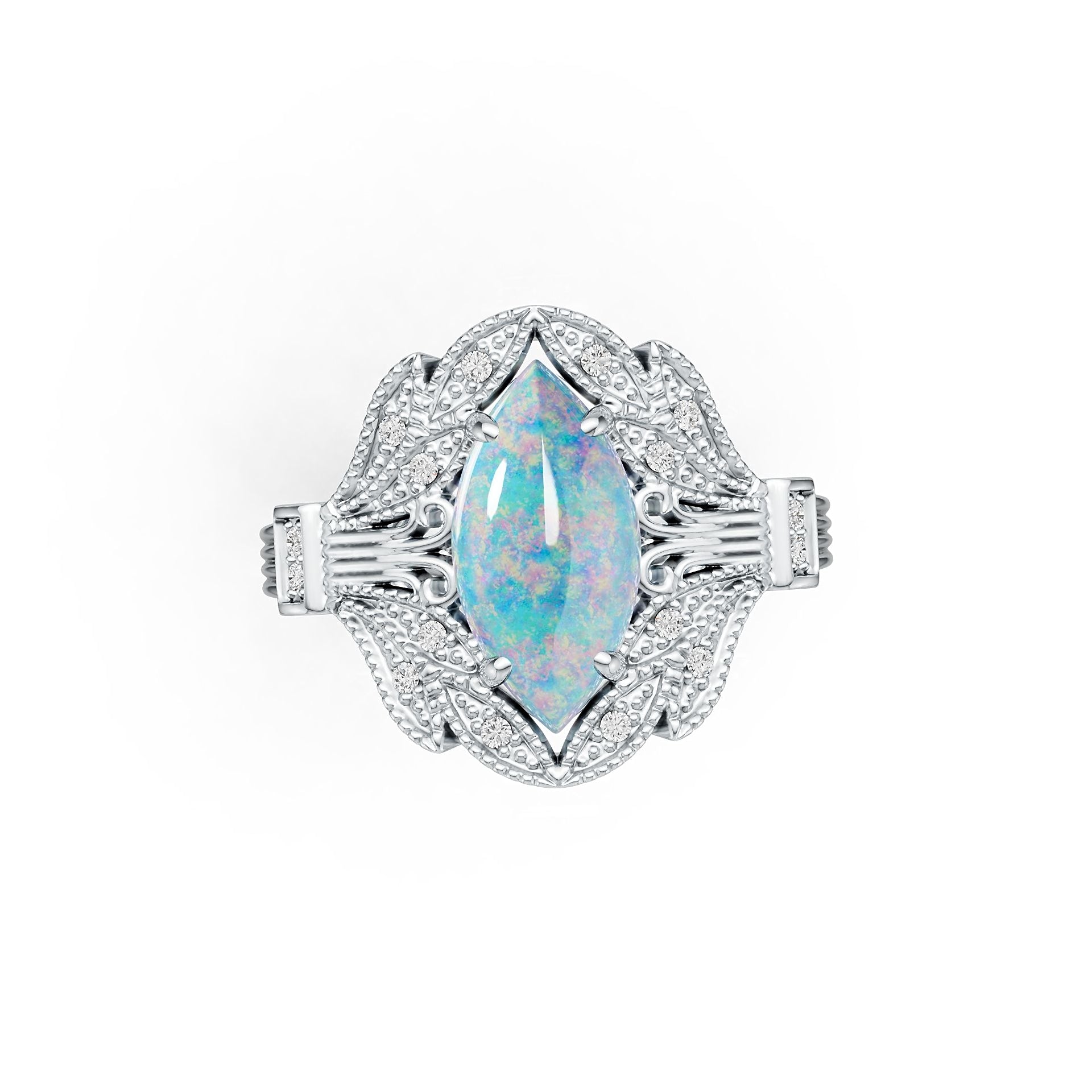 Sterling Silver Semi Mount Ring Setting Marquise MQ 14X7mm Cabochon DHJ