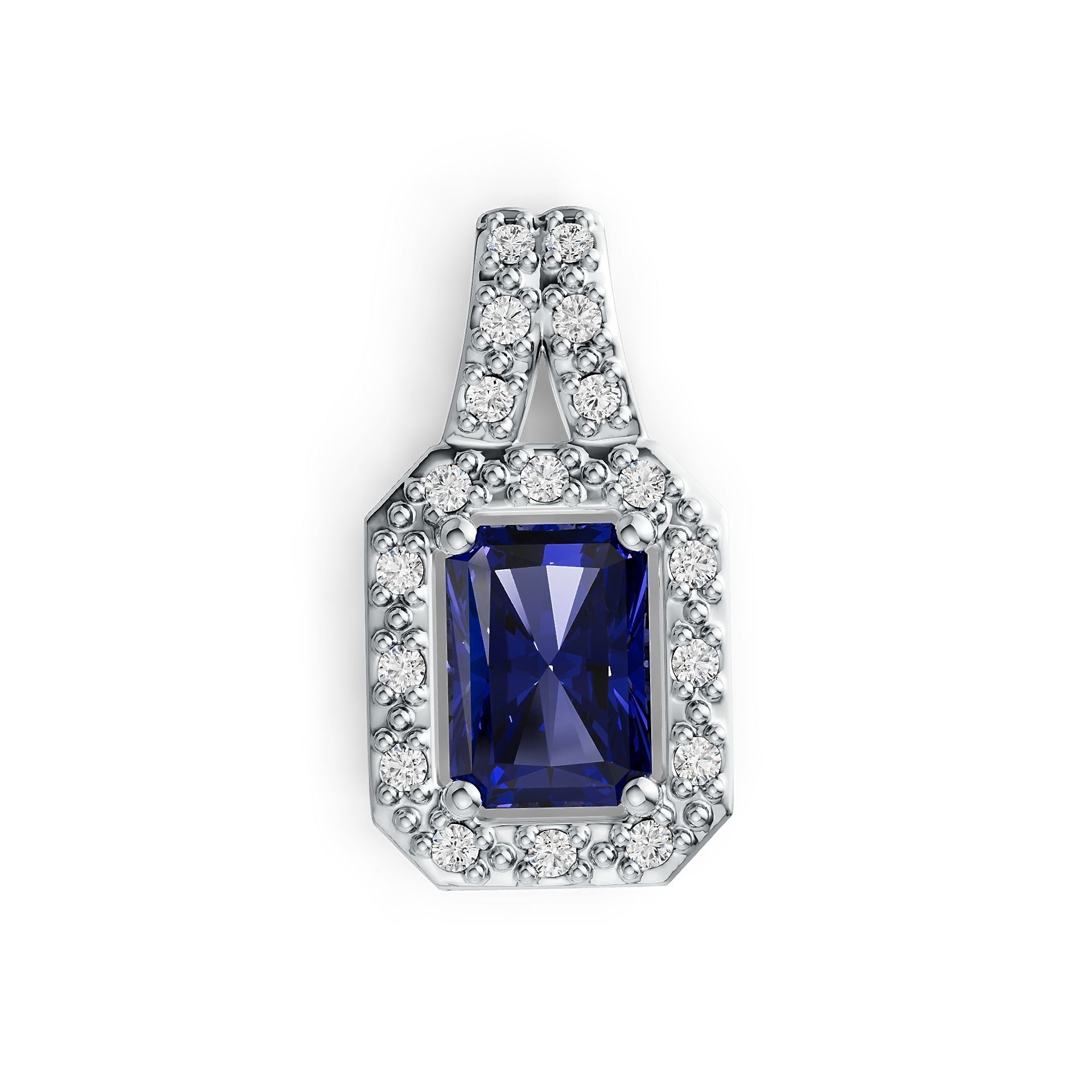 Platinum Semi Mount Pendant Setting Emerald OCT 7X5mm Diamond Accent DHJ