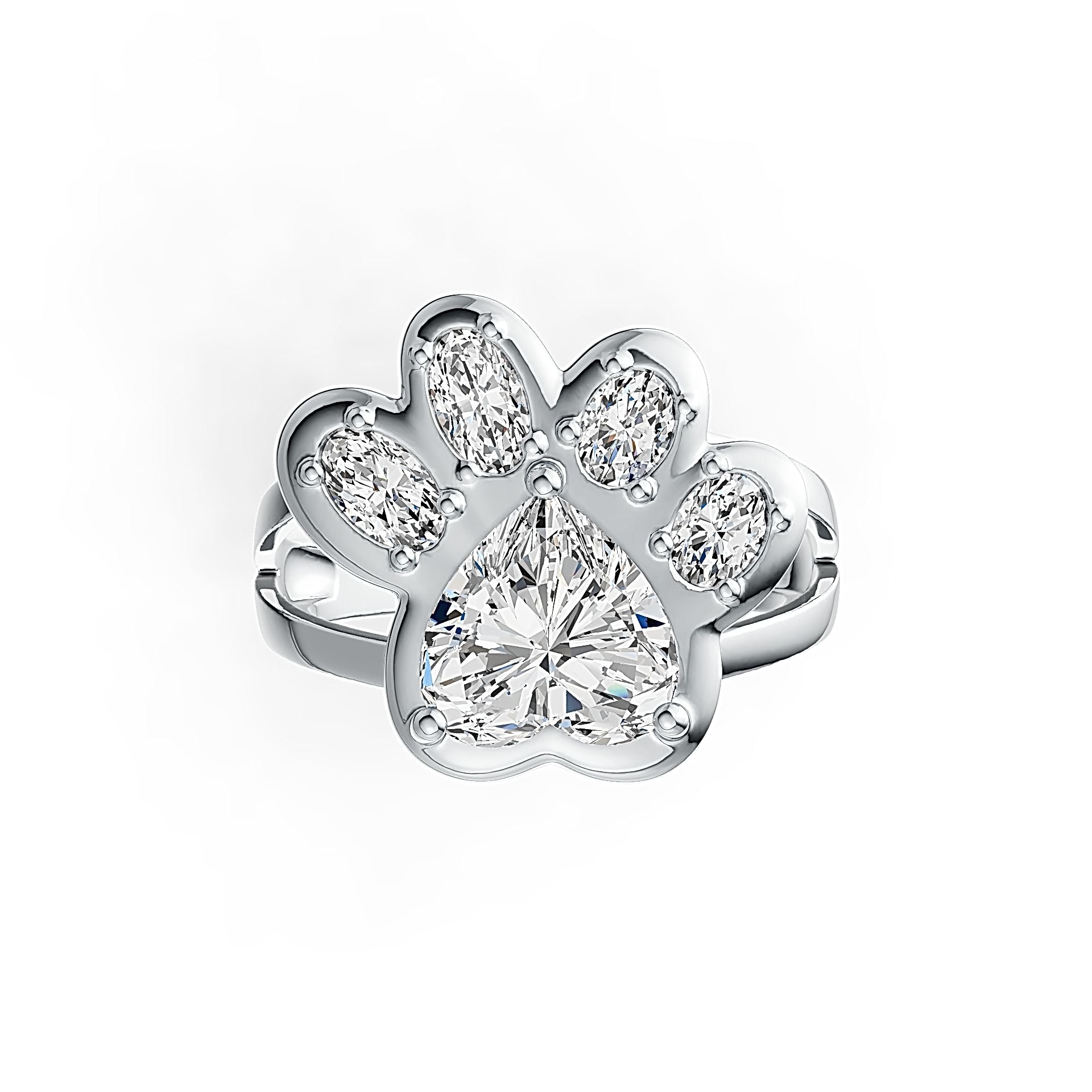 Sterling Silver Semi Mount Ring Setting Heart HT 8X8mm OV 5X3mm OV 4X3mm DHJ