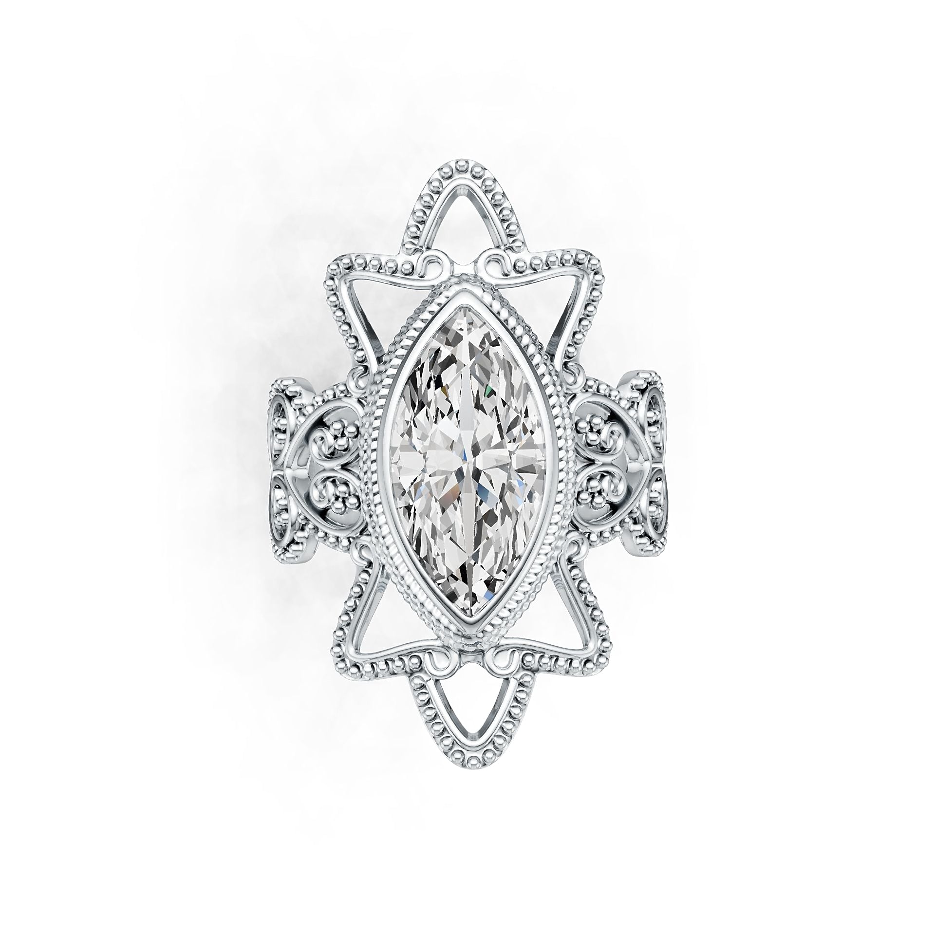 Sterling Silver Semi Mount Ring Setting Marquise MQ 20X10mm DHJ