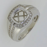 Men's Ring Settings Platinum Ring Mounting Cushion CU 8X8mm Diamond Accent DHJ