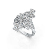 10K Gold Semi Mount Ring Setting Pear PE 6X4mm MQ 4X2mm Moissanite Accent DHJ