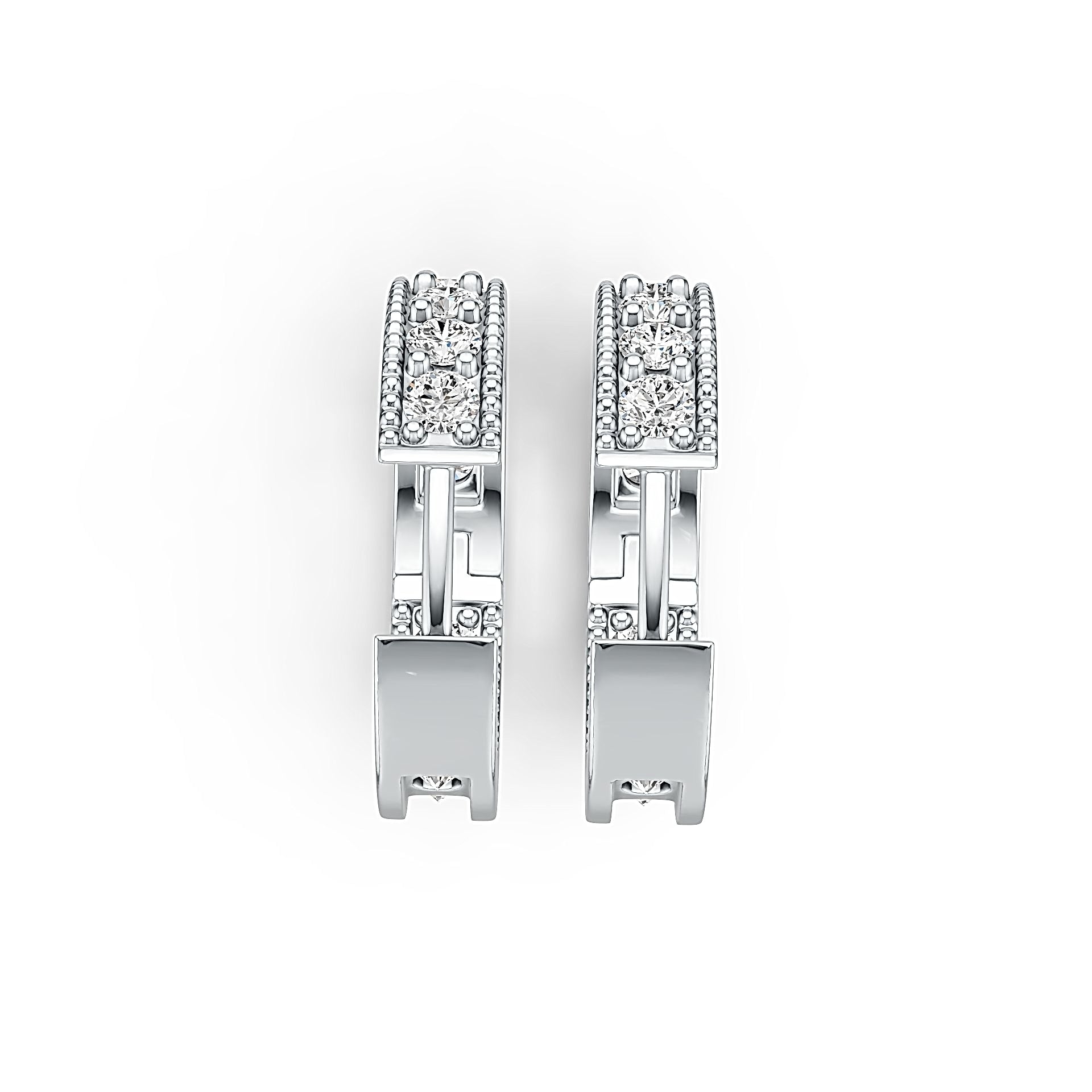 Sterling Silver Hoop Earrings with White Topaz or Moissanite Syzjewelry