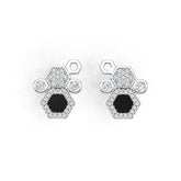 18K Gold Earrings Hexagon Theme with or Moissanite Diamond Accent DHJ