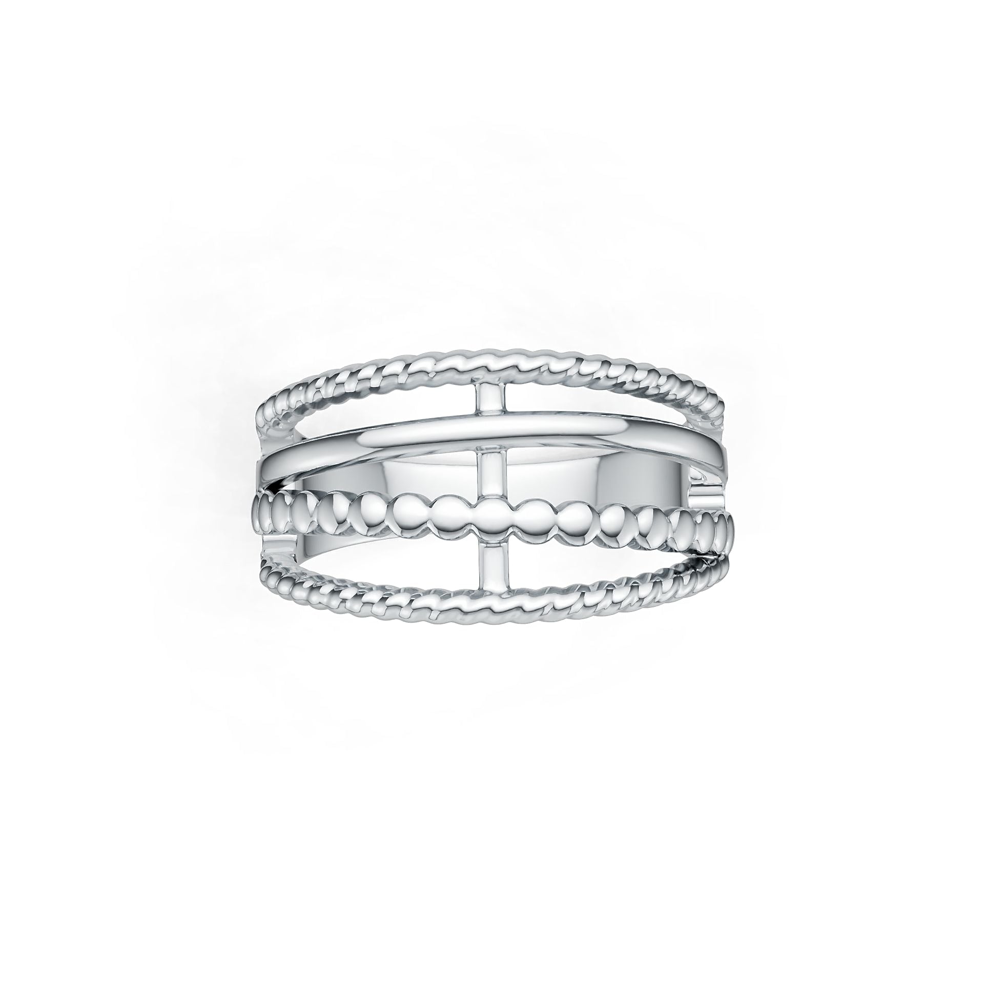 Sterling Silver Ring Multi-Row Twisted DHJ