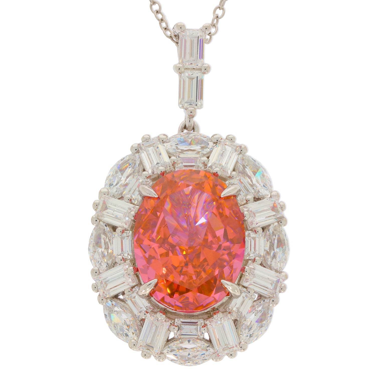 Platinum Semi Mount Pendant Setting Oval OV 15X11mm Halo Diamond Accent Syzjewelry