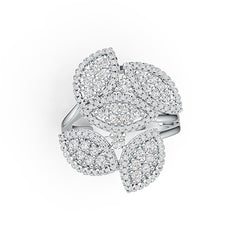 Sterling Silver Ring 5 Leaves Theme with White Topaz or Moissanite DHJ