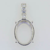 14K Gold Semi Mount Pendant Setting Oval OV 16X12mm DK192 Diamond Accent Syzjewelry