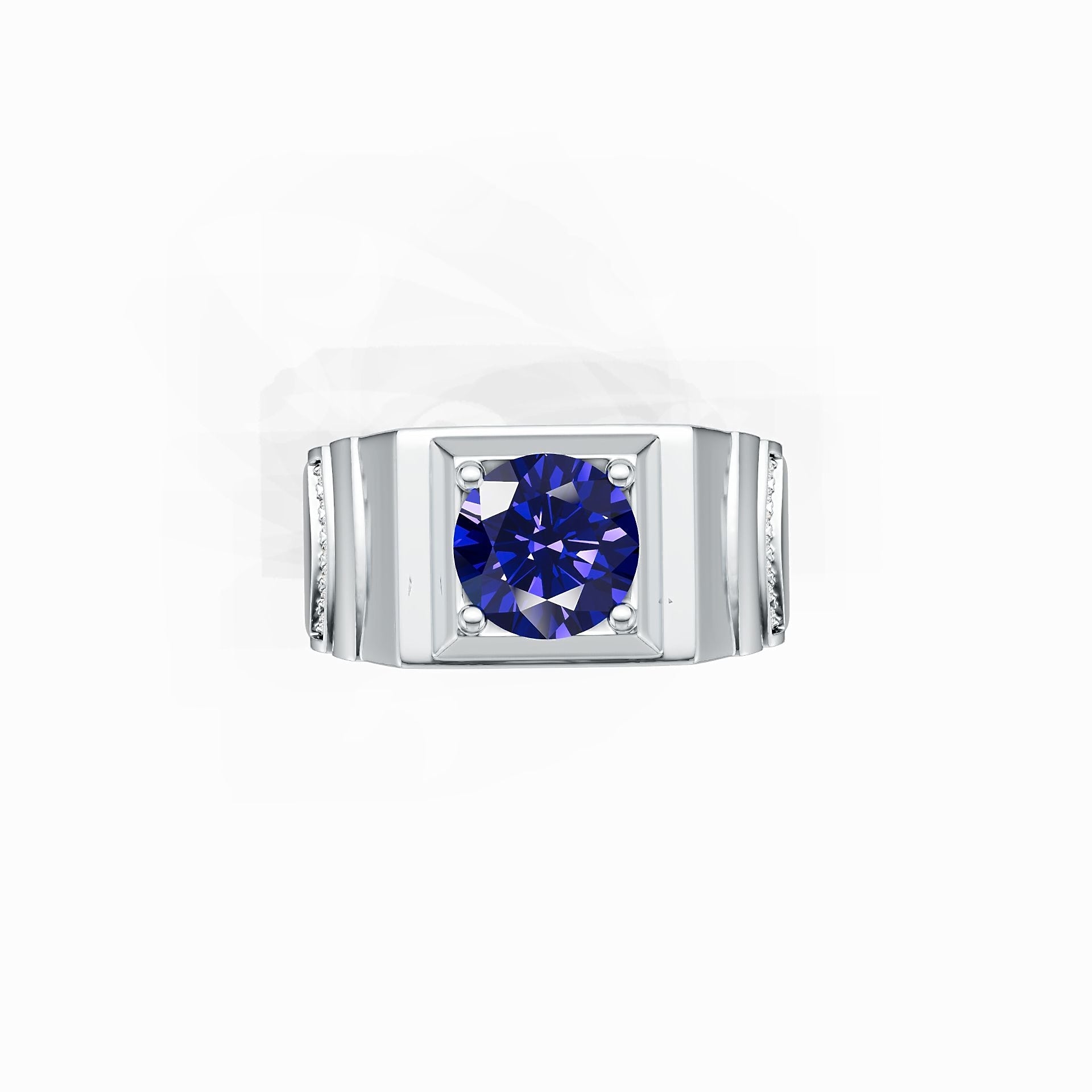 Men's Sterling Silver Semi Mount Ring Setting Round RD 8x8mm Ring with Accent Syzjewelry