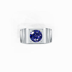 Men's Sterling Silver Semi Mount Ring Setting Round RD 8x8mm Ring with Accent Syzjewelry