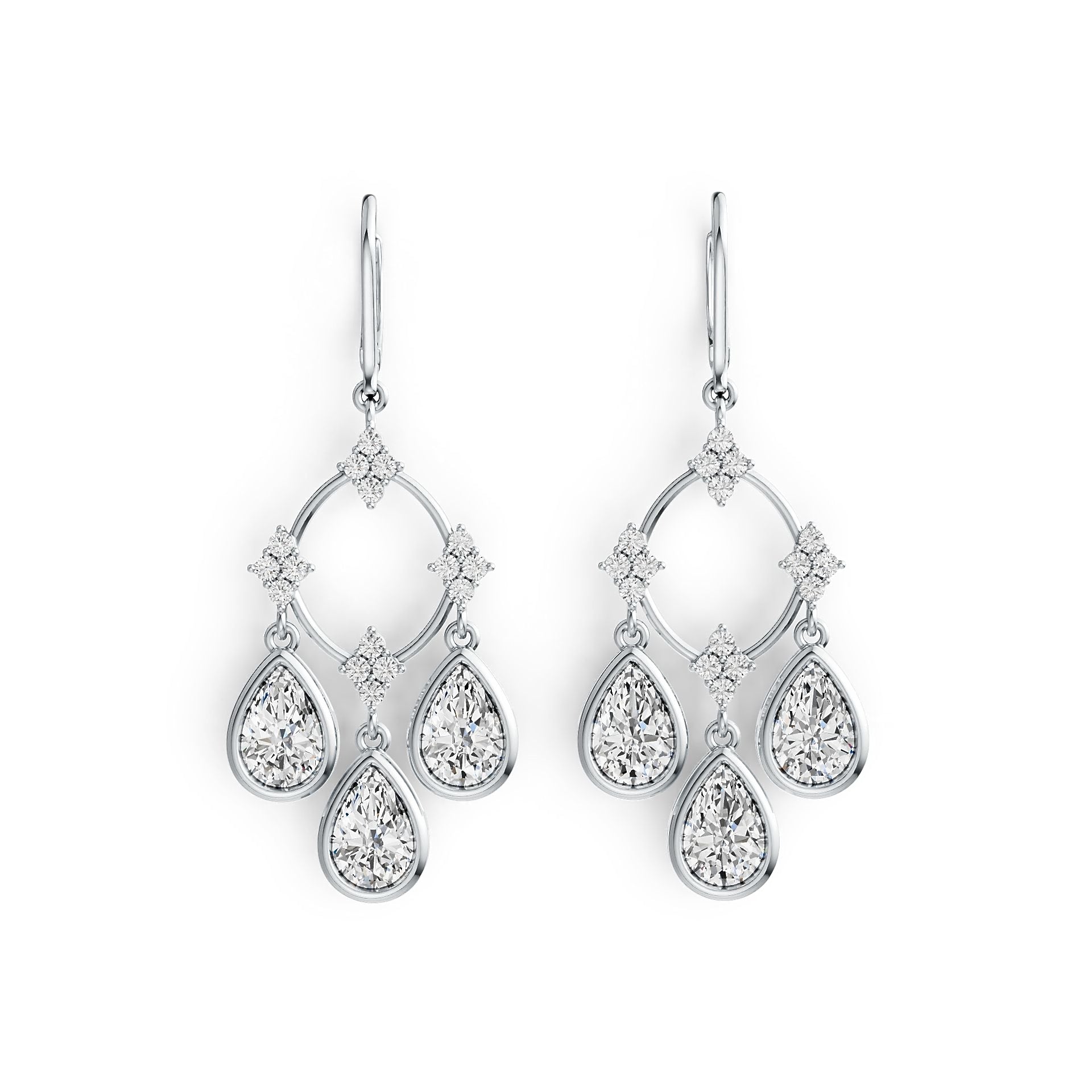 Sterling Silver Semi Mount Earrings Pear PE 9X6mm Dangling with White Topaz Syzjewelry