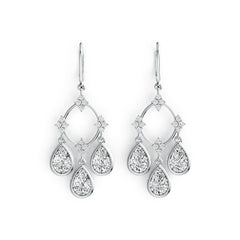 Sterling Silver Semi Mount Earrings Pear PE 9X6mm Dangling with White Topaz Syzjewelry