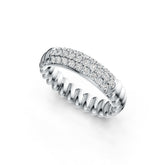 Platinum Half Enternity Band Ring with Rope Band with White Topaz or Moissanite Diamond Accent DHJ