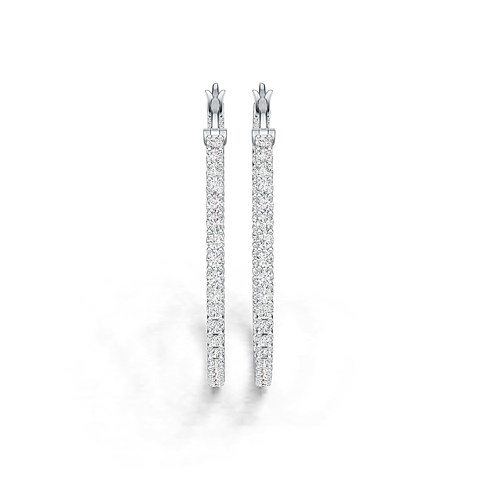 Sterling Silver Hoop Earrings Round with White Topaz or Moissanite DHJ