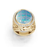 18K Gold Semi Mount Ring Setting Oval Ov 21x15mm Diamond Accent Syz Jewelry