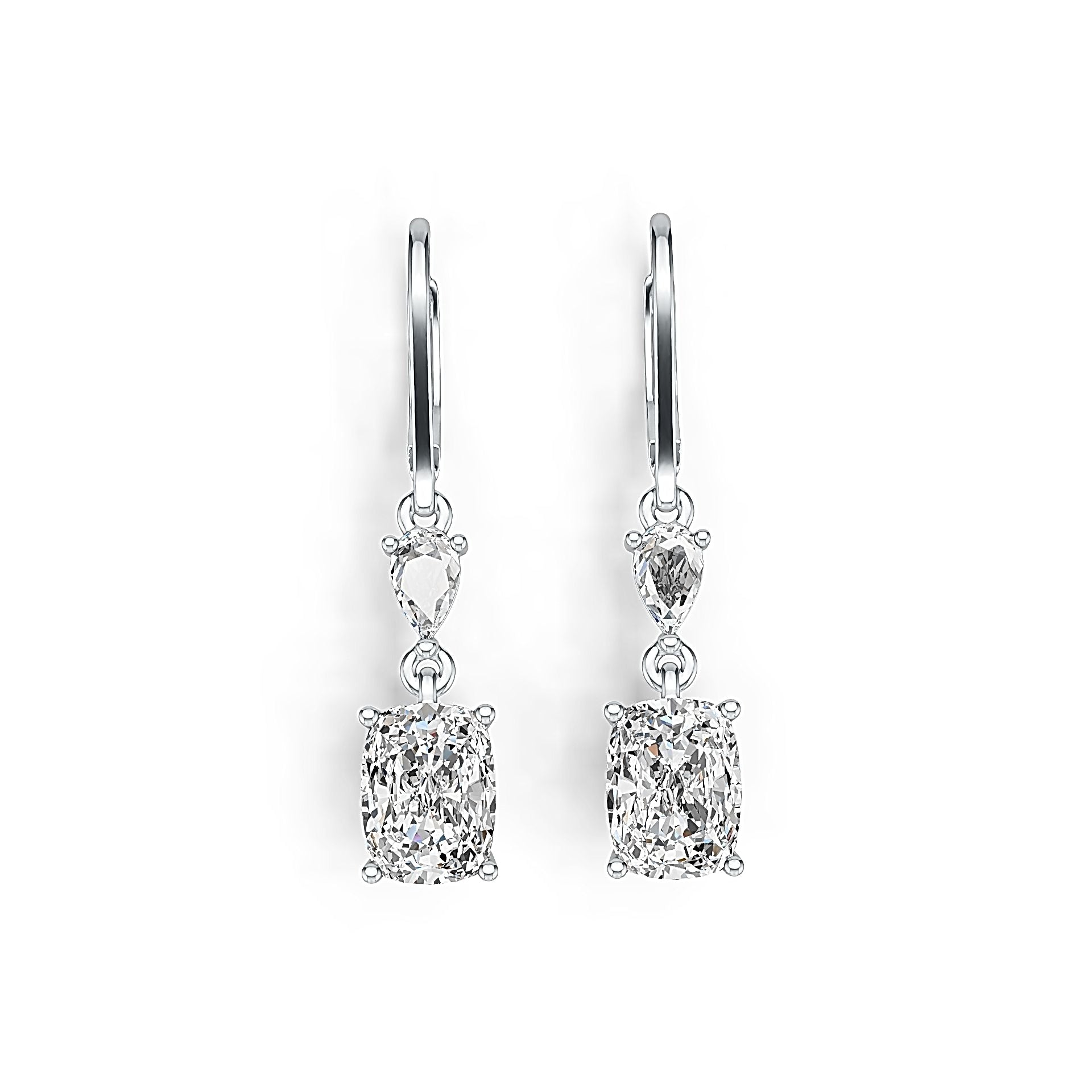 14K Gold Semi Mount Earrings Setting Cushion CU 8X6mm PE 5X3mm DHJ