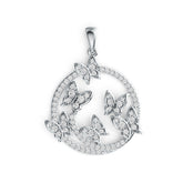 Sterling Silver Pendant with White Topaz or Moissanite Butterfly Theme DHJ