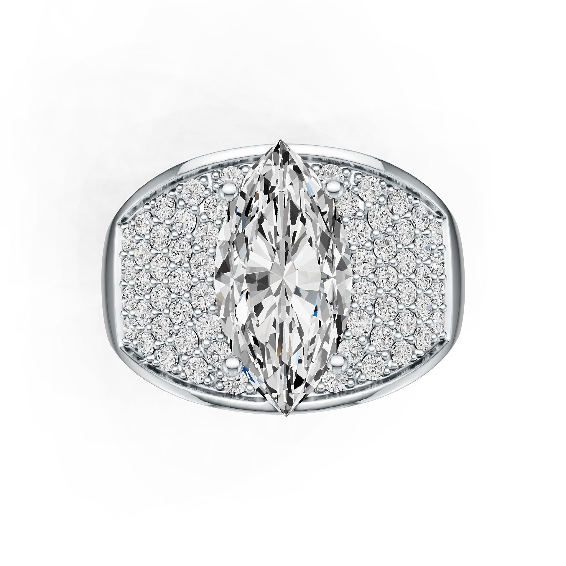 Sterling Silver Semi Mount Ring Setting Marquise MQ 14X7mm DHJ