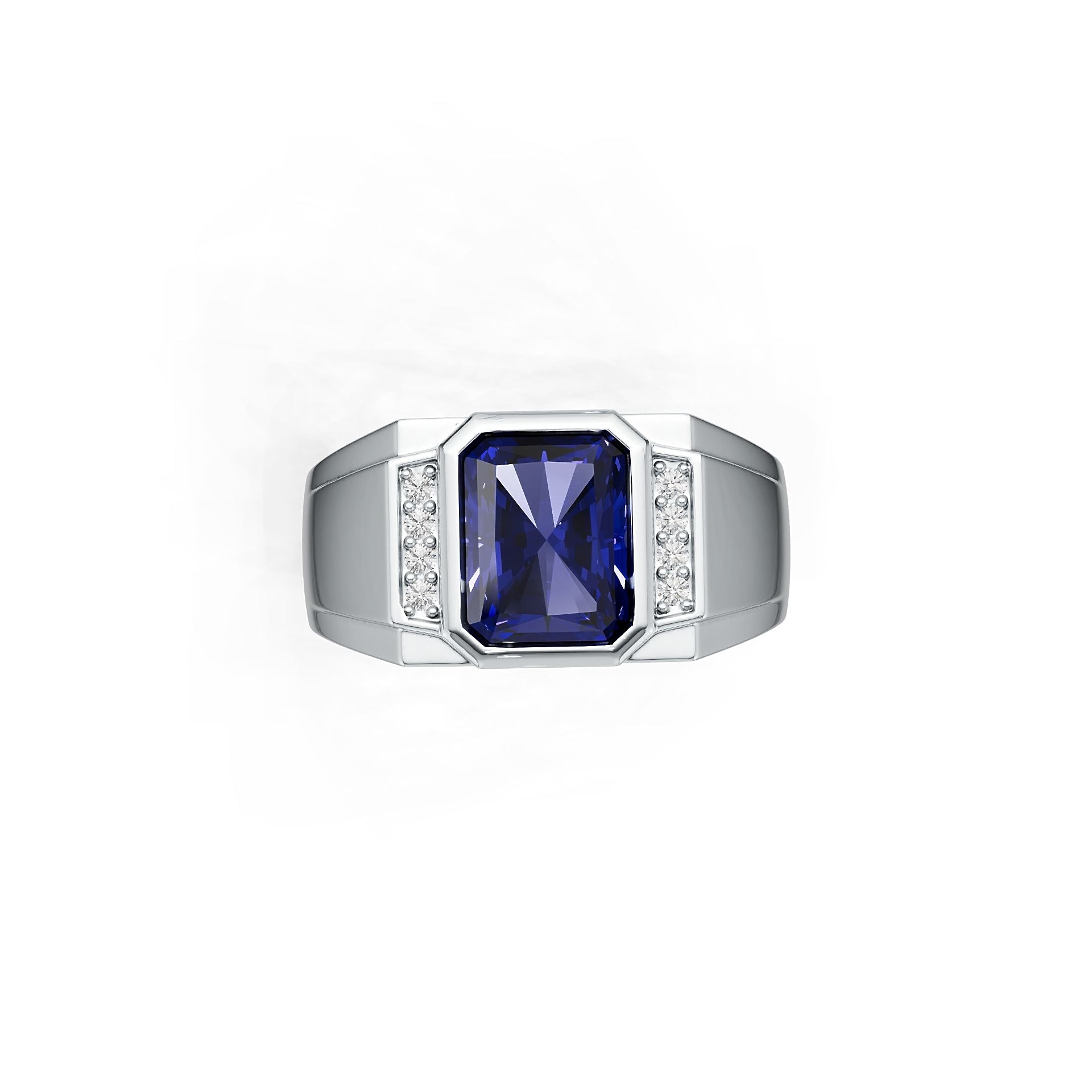Men's Ring Settings Sterling Silver Ring Mounting Emerald OCT 10X8mm Full Bezel Set Syzjewelry