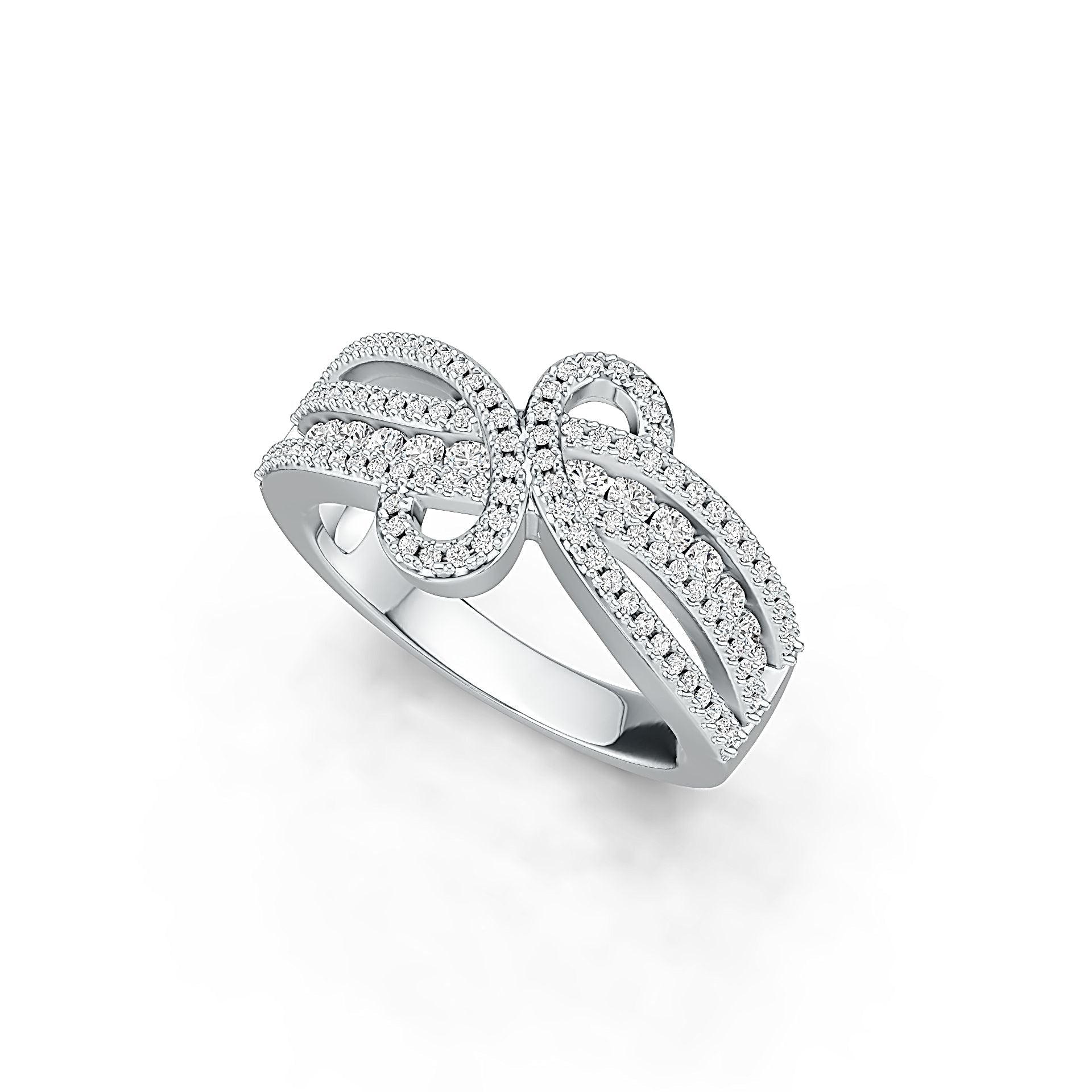 10K Gold Ring Bow Crossover Theme with or Moissanite Moissanite Accent DHJ