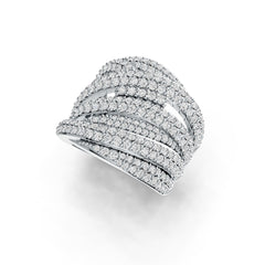 Platinum Ring Multi-Row Crossover Theme with or Moissanite Diamond Accent DHJ