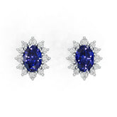 14K Gold Semi Mount Earrings Setting Oval Ov 7x5mm Diamond Accent Syz Jewelry