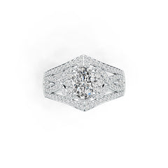 Sterling Silver Semi Mount Ring Setting Oval OV 8X6mm with White Topaz or Moissanite DHJ