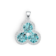 Platinum Semi Mount Pendant Setting Round RD 8x8mm Diamond Accent DHJ