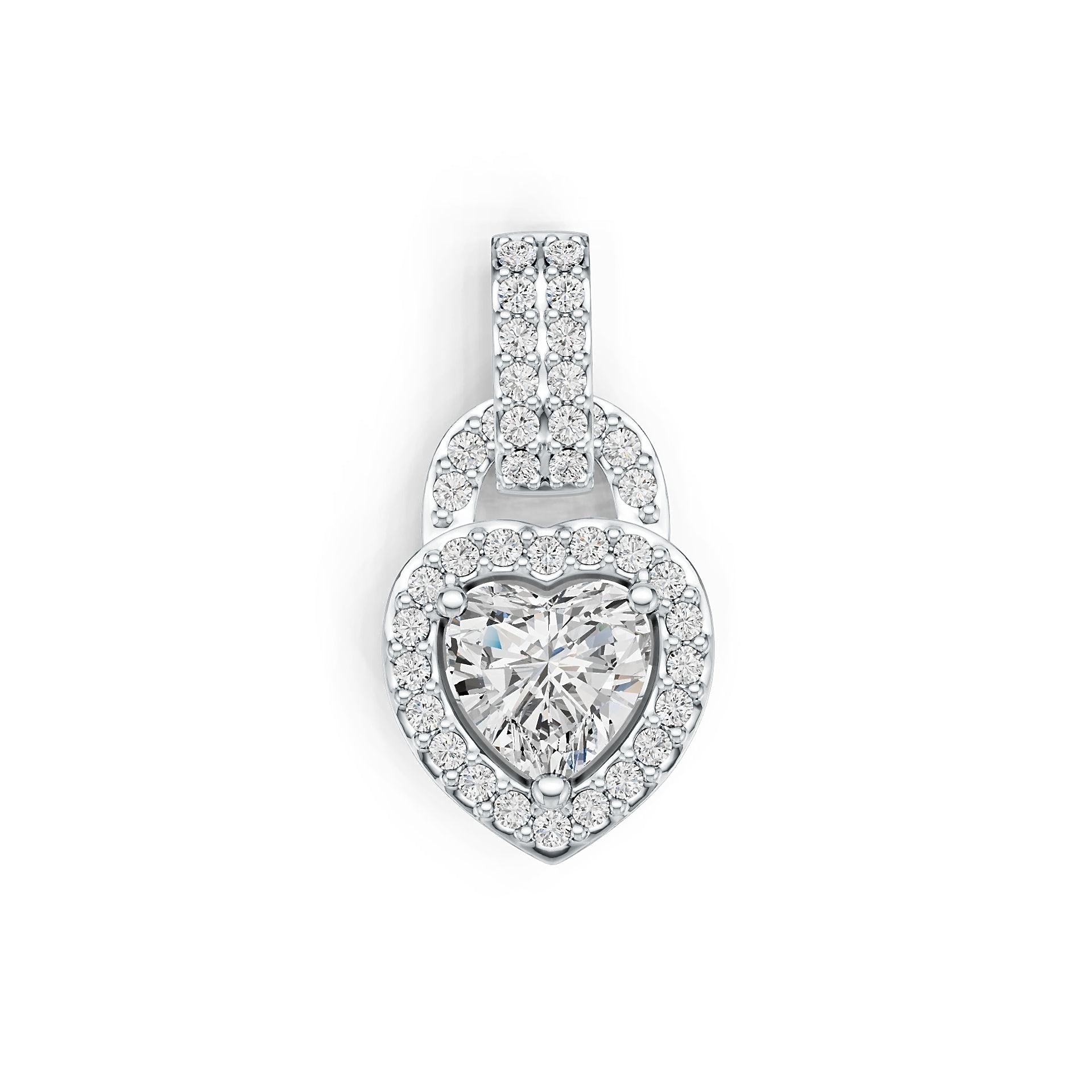 Sterling Silver Semi Mount Pendant Setting Heart HT 6X6mm Halo with White Topaz DHJ
