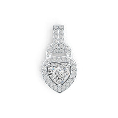 Sterling Silver Semi Mount Pendant Setting Heart HT 6X6mm Halo with White Topaz DHJ