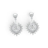 Sterling Silver Semi Mount Earrings Setting Pear PE 6X4mm with White Topaz DHJ