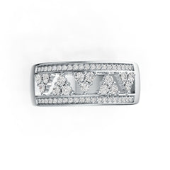 Sterling Silver Ring Geometric Openwork Theme with White Topaz or Moissanite DHJ