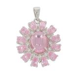 18K Gold Semi Mount Pendant Setting Oval OV 10x8mm Cabochon PE 5x3mm Diamond Accent Syzjewelry