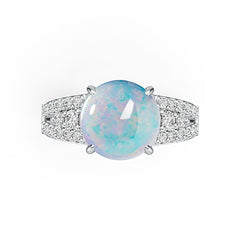 Sterling Silver Semi Mount Ring Setting Round RD 10x10mm Cabochon DHJ